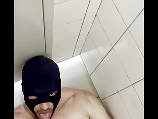 This submissive chap wanted to meet me in a public powder-room to worship me - complying boy!